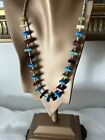 Old Pawn Navajo Beaded Heishi Turquoise, Onyx, Jade, Coral & Moonstone Necklace