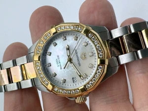 Tag Heuer Aquaracer 18K Gelbgold massiv Gold / Stahl Diamant Lünette MOP Zifferblatt WBD1323 - Bild 1 von 15