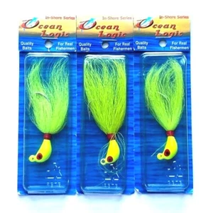 Juego de 3 plantillas Ocean Logic In-Shore Series 1/2 oz Bucktail Chartreuse ASJ-120-26 - Imagen 1 de 12