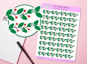 Holly Berries Christmas Dividers Planner Stickers Christmas Borders Decorative - Picture 1 of 2
