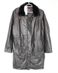 Jessica London Women's Genuine Leather Coat - Mid Length Size 18 Black - Picture 1 of 7