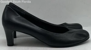 Gabor Women's Black Leather Classic Round Toe Slip-On Pump Heels Size 7 - Picture 1 of 7