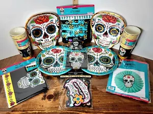 12 piezas Calavera de Azúcar Día de Muertos 💀 Juego de platos, servilletas y decoraciones de fiesta - Imagen 1 de 9