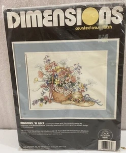 Dimensions Ribbons 'N Lace Counted Cross Stitch Kit NEW 1989 - Picture 1 of 3