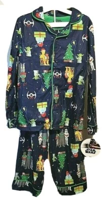 Star Wars Boys Christmas Pajamas 2pc Set Yoda Boba Fett C3PO R2-D2 Size Small - Image 1 of 2