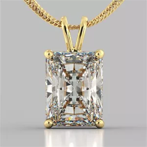 4.00 Karat Glanzschliff VVS1 Echt Moissanit Solitär Anhänger 14K Massiv Gelbgold - Bild 1 von 2