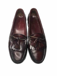 Mocasín Kiltie Cole Haan Para Hombres 9/10 Cuero Borgoña con Borla Grifos Defecto - Imagen 1 de 9