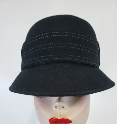 SCALA коллекции 100% шерсти черный ведро CLOCHE пряжка один размер новый с Ярлыками DORMAN PACIFI - Изображение 1 из 4