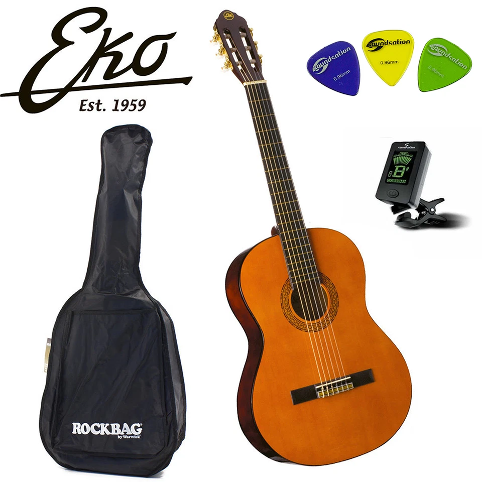 EKO CS10 CHITARRA CLASSICA 4/4 CON CUSTODIA ACCORDATORE A CLIP 3 PLETTRI