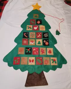 Albero di Natale Avvento conto alla rovescia decorazione vacanze tasche da appendere a parete alte 3 piedi - Foto 1 di 9