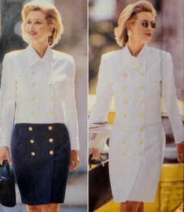 EASY Uncut Butterick 4340 Sew Pattern Double Breasted Jacket Skirt Suit 6-10 - Picture 1 of 5