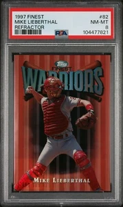 PSA 8! Mike Lieberthal 1997 Topps Finest Warriors Refractor Card Phillies #82 - Bild 1 von 2