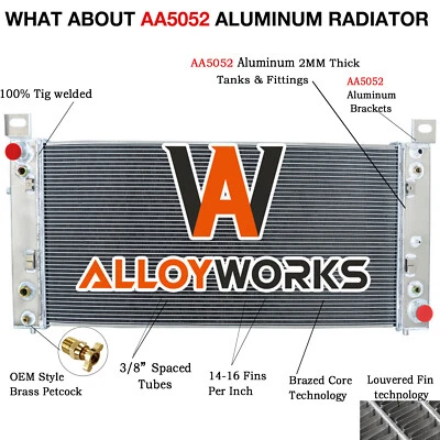 4 Rows Radiator For 2000-2013 Chevrolet Suburban 1500 GMC Yukon XL 2500 V8 AT US - Image 1 of 4