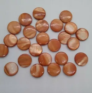 25pc Mother of Pearl MOP Beads; Dark Orange 18mm Flat Round Coin Beads - Picture 1 of 3