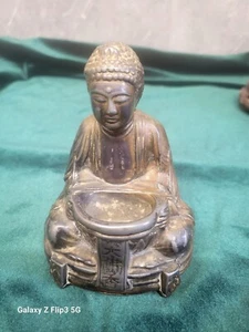 antico Buddha Daibutsu sereno in metallo giapponese 4,5"Hx4"Wx3"D; - Foto 1 di 7