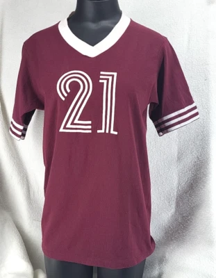 Camiseta de fútbol vintage Soffe camiseta con timbre mediana granate borgoña deportes EE. UU. Foto 1 de 4