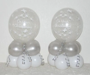 Kit display decorazione palloncino battesimo RAGAZZO o RAGAZZA ARGENTO - Foto 1 di 6