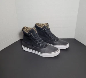Zapatilla deportiva de skate Vans Sk8-Hi con cremallera trasera de cuero y gamuza negra forro de leopardo para mujer 8 - Imagen 1 de 11