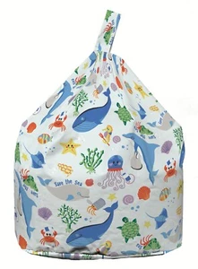 Bean Lazy® 100% Baumwolle Kindergröße blau Save the Sea Sitzsack mit Füllung - Bild 1 von 3