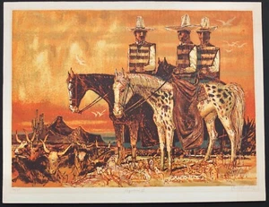 Phil Paradise "Vaqueros II" Lithograph Signed, Titled & Numbered  18" X 24" - Picture 1 of 11