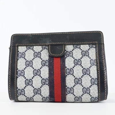 Vintage Gucci Sherry line Clutch Bag Purse Sherry Navy Authentic 11051045018 - Image 1 of 4