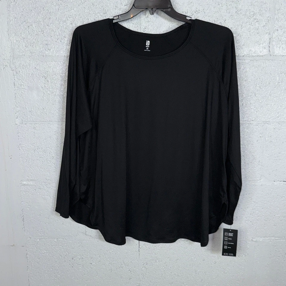 ID Ideology Plus Size Essentials Long Sleeve T-Shirt Deep Black - Size 3XUS