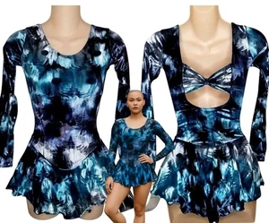 Motionwear Ice Figure Skating Dress Child 6x7 BLUE Bowtie Back Dance Costume New - Picture 1 of 6