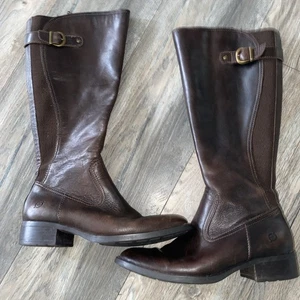 Born Saddler Leather Knee High Boots Dark Brown Women’s Size 9 - Picture 1 of 12