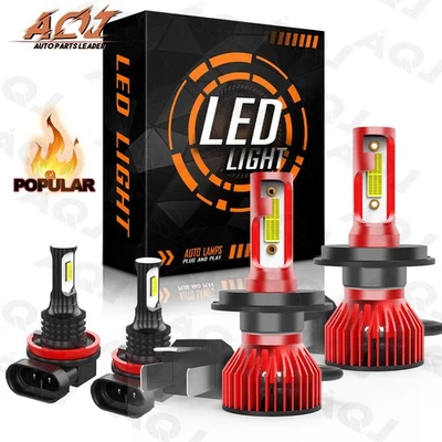 For Mitsubishi Mirage 2014-2019 4x 6000K White LED Bulbs Headlights + Fog Lights Foto 1 de 4