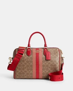 NWT Coach Rowan Large Satchel Bag In Signature Canvas With Stripe CAL83 - Picture 1 of 16