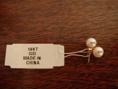 Aretes de perlas de oro 14K nuevos con etiquetas Foto 1 de 2