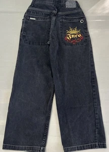 Vintage JNCO bestickte Krone Royal Jeans 29x28 Baggy Wide Jugend Größe 18 90er Y2K - Bild 1 von 12