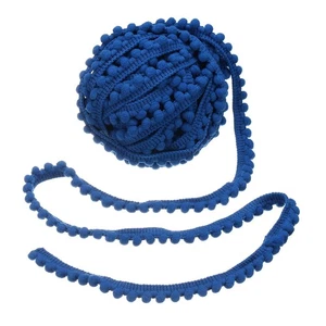 8.5 Yards Pom Pom Trim Ribbon 0.5" Wide Bright Blue Ball Fringe Trim for DIY - Picture 1 of 8