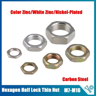M7-M16 Sechskantmuttern niedrige Feingewinde Verzinkt Flach DIN 439 Muttern - Bild 1 von 4