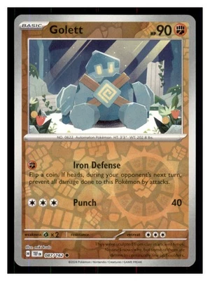Golett Reverse Holo - SV05: Temporal Forces 087/162 -Common- Pokémon NM - Image 1 of 2