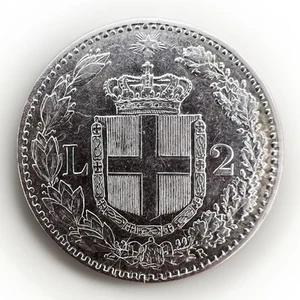 ITALIA Umberto I - 2 lire 1884 Silver FDC KM#23 10gr L462 - Picture 1 of 2