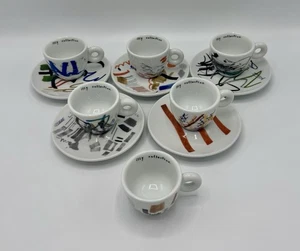 illy collection 2004 Espresso Padraig Timoney Pen Test! EUC. 6 Cups w/ 5 Saucers - Picture 1 of 10