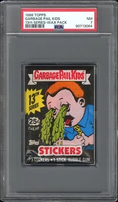1988 Topps OS13 Garbage Pail Kids 13th Series 13 Card Wax Pack PSA 7 NM WITH 25c - Image 1 of 2