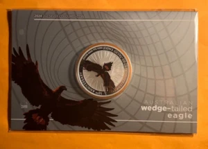 Moneda australiana de 2 dólares 2024 águila cola cuña décimo aniversario 2 oz color plata en tarjeta - Imagen 1 de 2
