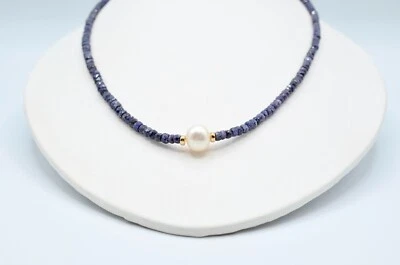 14k Yellow Gold Faceted Amethyst Pearl Beaded Necklace. - Image 1 of 4