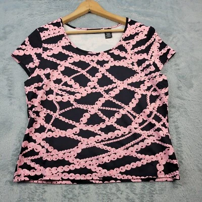 Blusa Apostrophe Feminina Pequena Tamanho Grande Estampa Corrente Manga Cap  - Imagem 1 de 4