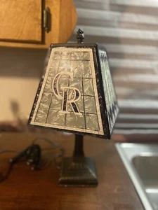 Colorado Rockies 14" ART GLASS TABLE LAMP CO. New W/ Defects - Picture 1 of 12