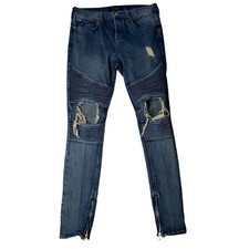 Pacsun Men Distressed Stretch Moto Biker Stacked Skinny Denim Jeans Sz 31 x 32