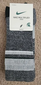 NEW Nike Multiplier Michigan State Football Crew Socks Home Away Men's XL 12-15 - Picture 1 of 6