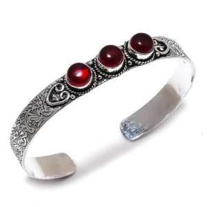 Carnelian Gemstone Handmade 925 Sterling Silver Cuff Bracelet Adjustable - Picture 1 of 1