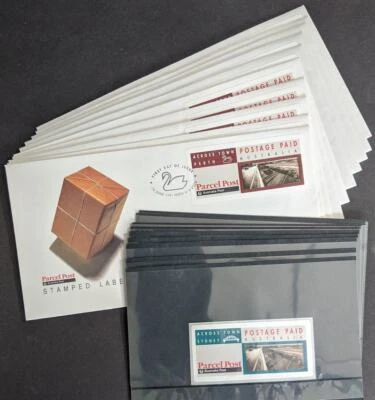 EDW1949SELL : AUSTRALIA 10 Mint Parcel Post Labels & 10 First Day covers. - Image 1 of 4