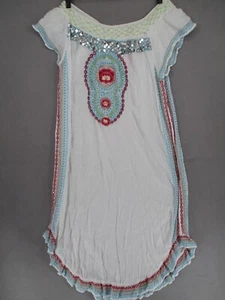 Ruby Yaya Dress Womens Small White Blue Red Sequinned Off Shoulder Boho - Picture 1 of 17
