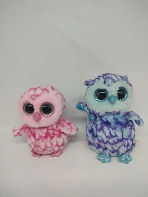 2x Ty Beanie Boos 6" Búho Peluche Peluche PINKY OSCAR Juego de 2 Foto 1 de 4