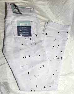 Trestles Supply Boy's Stretch Fabric Paint Splatter Jeans - White - Size 14 - Picture 1 of 7