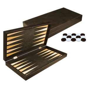 DELUXE Holz Backgammon Set IMPERIAL Noble-Brown im XXL Format 48x49 cm - Bild 1 von 4